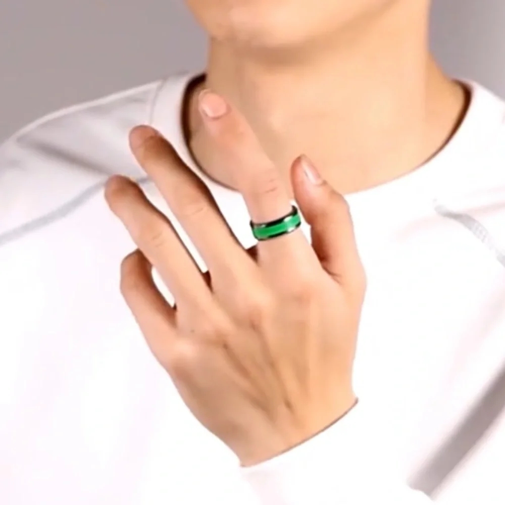 Sterling Silver Green Change Mood Ring Men / Women